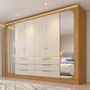 Ver imagem 1 de Guarda Roupa Casal 6 Portas 6 Gavetas com Espelhos e LED Lumiere