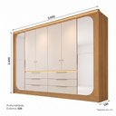 Ver imagem 4 de Guarda Roupa Casal 6 Portas 6 Gavetas com Espelhos e LED Aura