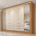 Ver imagem 1 de Guarda Roupa Casal 6 Portas 6 Gavetas com Espelhos e LED Aura