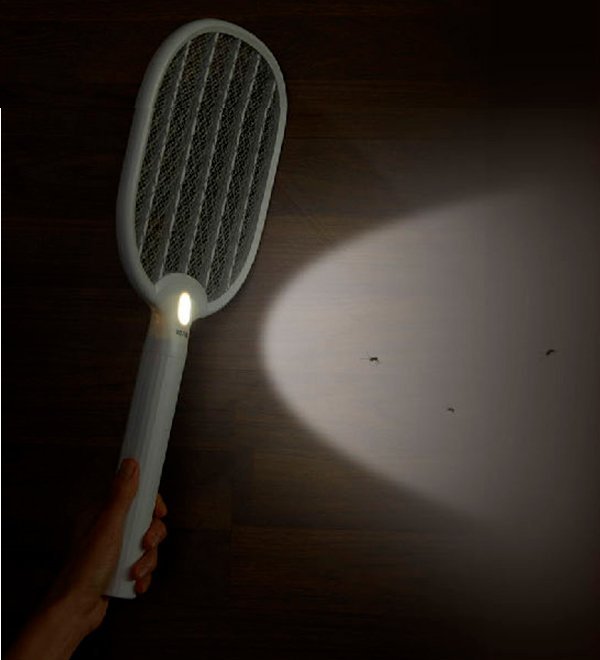 Raquete Elétrica Recarregável Mata Insetos Mosquitos Aranha Muriçocas Moscas Pernilongos com Luz Led - 8