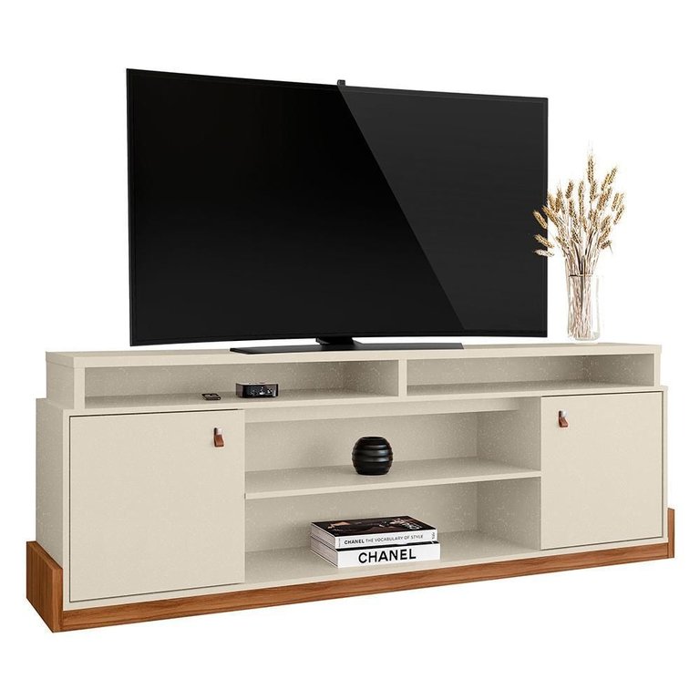 Rack Bancada Montana 188cm Pérola Metalizado/cinamomo Mel para Tv até 75” - Mobler Rack Bancada Montana 188cm Pérola Metalizado/cinamomo Mel para Tv até 75” - Mobler