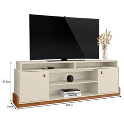 Rack Bancada Montana 188cm Pérola Metalizado/cinamomo Mel para Tv até 75” - Mobler - 5