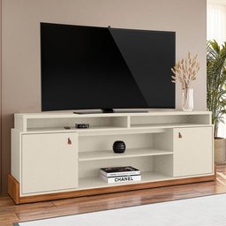 Rack Bancada Montana 188cm Pérola Metalizado/cinamomo Mel para Tv até 75” - Mobler - 2
