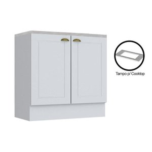 Módulo Cozinha Henn Americana Balcão 2 Portas C/ Tampo P/ Cooktop Branco