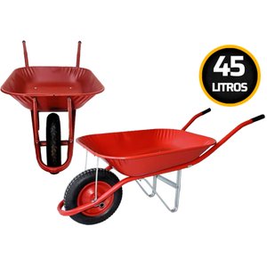Carrinho De Mão 45litros Com Caçamba Metálica Vermelho