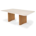 Ver imagem 3 de Mesa de Jantar 200cm Tampo MDF Pés em 100% Madeira Maciça Aurora Off White/Castanho
