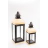 Lanterna Marroquina Preta Aço Inoxidável Madeira 2 Pçs - 1