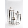 Lanterna Marroquina Kit 3 Pçs Aço Inoxidável Vidro Luxo - 1
