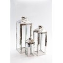 Ver imagem 1 de Lanterna Marroquina Kit 3 Pçs Aço Inoxidável Vidro Luxo