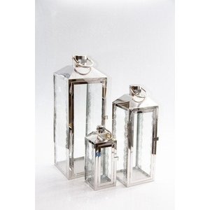 Lanterna Marroquina Kit 3 Pçs Aço Inoxidável Vidro Luxo