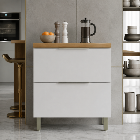 Balcão de Cozinha Marquesa 1 Porta 1 Gaveta 100% MDF Branco/Nature - Nesher