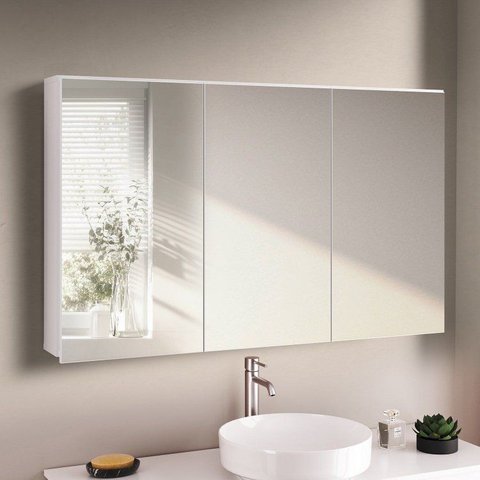 Espelheira para Banheiro 120cm 3 Portas Cancún Branco