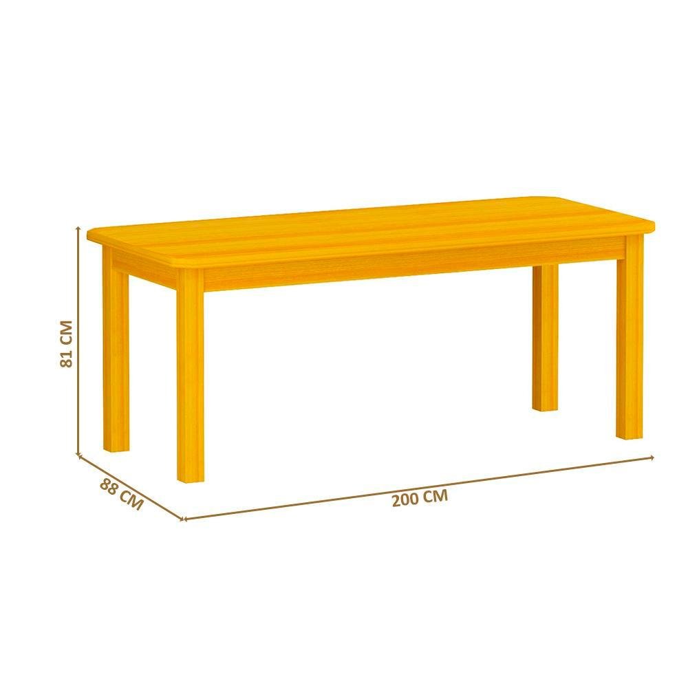 Mesa De Jantar 200cm Madeira Maciça 8 Lugares Castanho Shop JM - 3