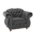 Ver imagem 1 de Poltrona Chesterfield Merlô Via Encanto Veludo Cinza