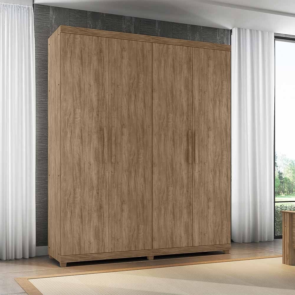 Guarda Roupa 4 Portas Munique 3 Gavetas com Pés - Lanza:Carvalho