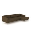Ver imagem 2 de Sofá Bipartido Sala de Estar Kiara 292cm Chaise Direito Pés de Ferro Couro Capuccino G52 - Gran Belo