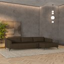 Ver imagem 1 de Sofá Bipartido Sala de Estar Kiara 292cm Chaise Direito Pés de Ferro Couro Capuccino G52 - Gran Belo
