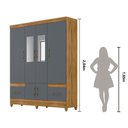 Ver imagem 5 de Guarda Roupa Casal com Espelho Ms912 4 Portas 2 Gavetas - Freijó / Off White Freijó / Cinza