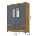 Ver imagem 3 de Guarda Roupa Casal com Espelho Ms912 4 Portas 2 Gavetas - Freijó / Off White Freijó / Cinza