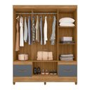 Ver imagem 7 de Guarda Roupa Casal com Espelho Ms912 4 Portas 2 Gavetas - Freijó / Off White Freijó / Cinza