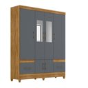 Ver imagem 4 de Guarda Roupa Casal com Espelho Ms912 4 Portas 2 Gavetas - Freijó / Off White Freijó / Cinza