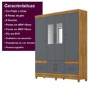 Ver imagem 6 de Guarda Roupa Casal com Espelho Ms912 4 Portas 2 Gavetas - Freijó / Off White Freijó / Cinza