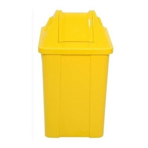 Cesto Quadrado Com Tampa Vai-vem 100 Litros:Amarelo