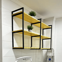 Ver imagem 4 de Suportes Prateleira Tripla Estilo Industrial 83x34 Preto