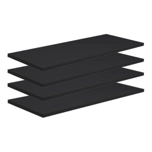 Kit 4 Prateleiras 60X25 Mdf Preto Com Instalação Flutuante