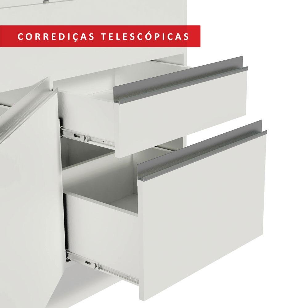 Balcão de Pia Armário de Cozinha 150 cm 2 Portas e 2 Gavetas (Sem Tampo e Pia) Branco Glamy Madesa - 7