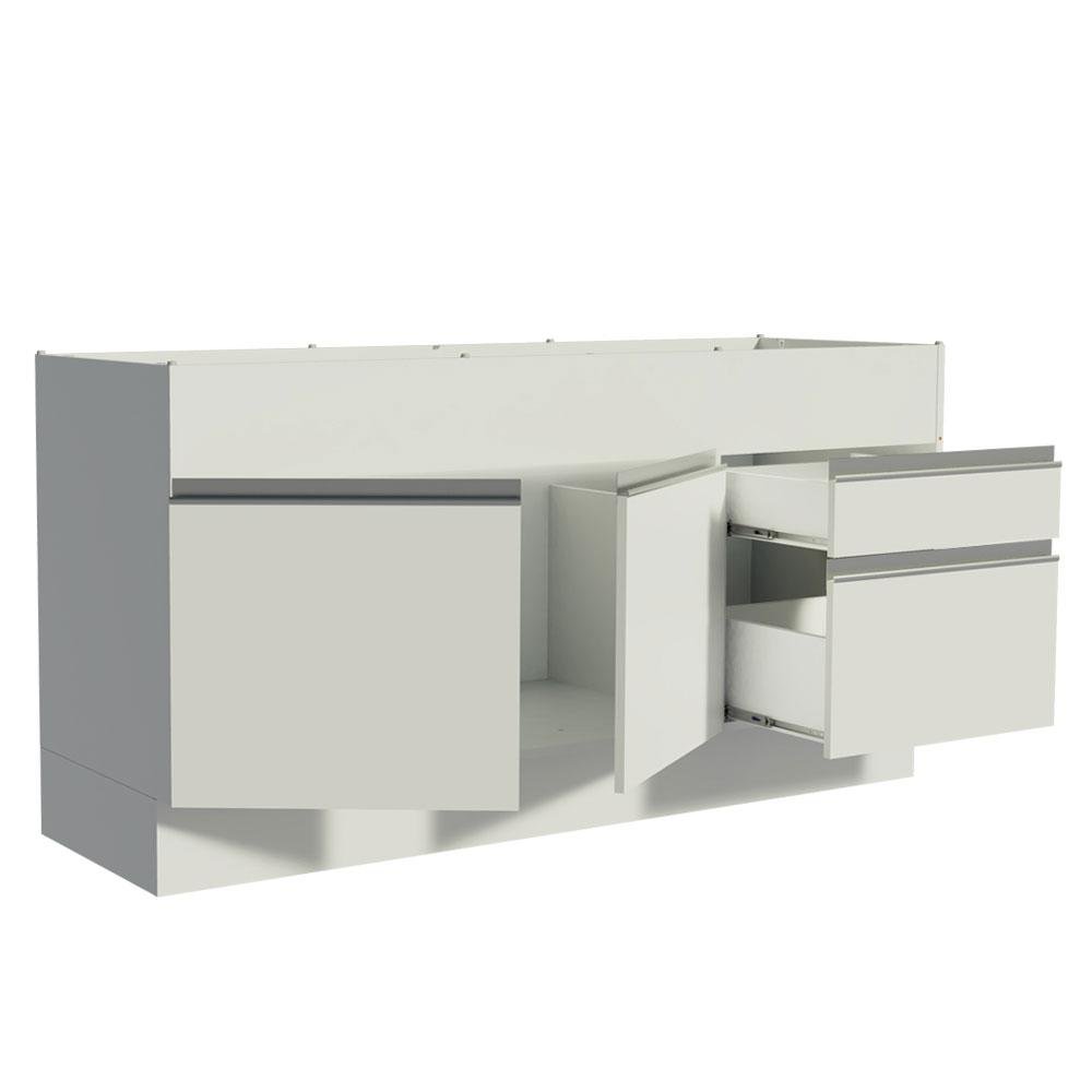 Balcão de Pia Armário de Cozinha 150 cm 2 Portas e 2 Gavetas (Sem Tampo e Pia) Branco Glamy Madesa - 6