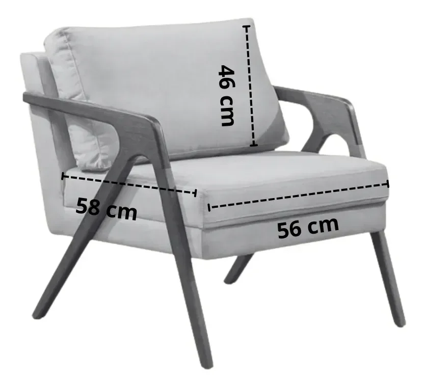 Poltrona Mona Luxo Pés de Madeira Linho Bege - 3