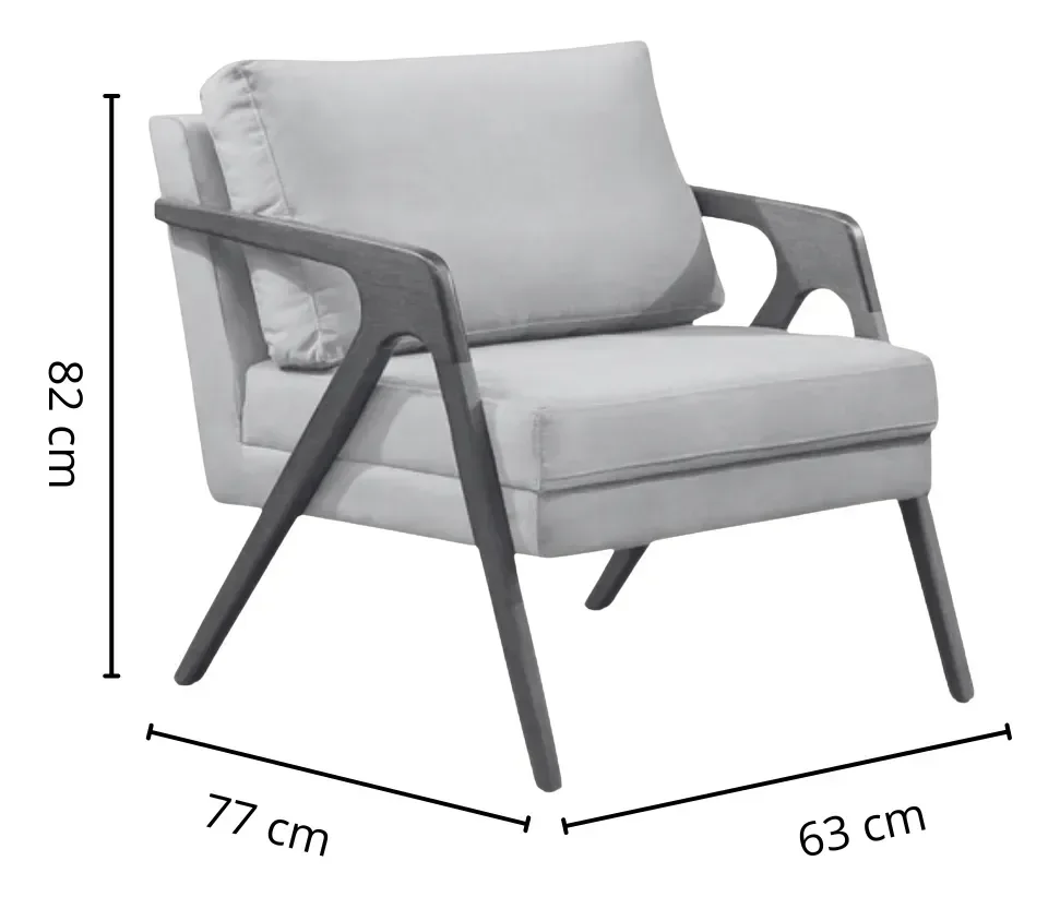 Poltrona Mona Luxo Pés de Madeira Linho Bege - 4