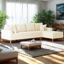 Ver imagem 2 de Sofá 4 Lugares Beny com Chaise Direito Corino Bege