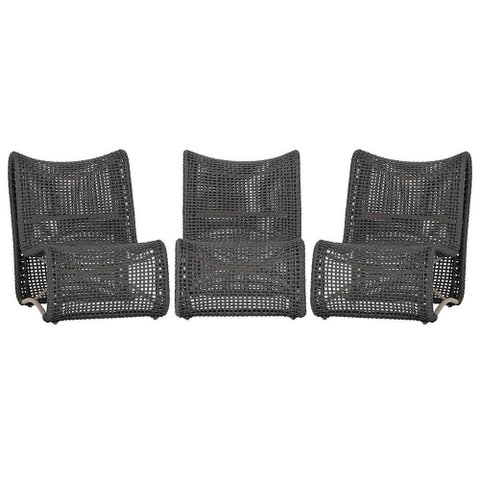 3 Poltronas Texas em Alumínio Fendi Corda Náutica Trama Preto