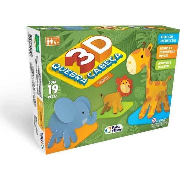 Quebra Cabeca Cartonado Safari 3D 19 PCS - 1