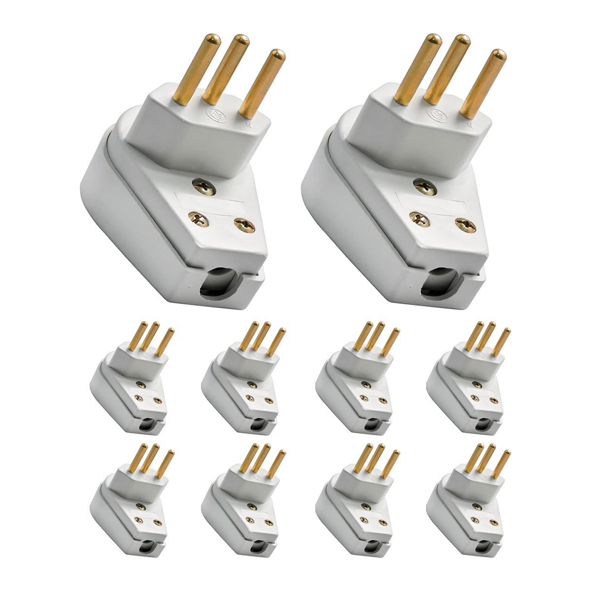 Kit 10 Pino Plug Macho Gigante Bipolar 2p +t 20a 250v Ilumi Cor:branco ...