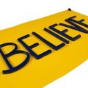 Ver imagem 1 de Placa Believe Ted Lasso Alto Relevo em Acrílico alto brilho Geek Marketplace