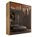 Ver imagem 5 de Guarda Roupa Casal 2 Portas Correr Vidro Reflecta com LED 200cm x 55,8cm x 230cm 100% MDF Cor:Olmo