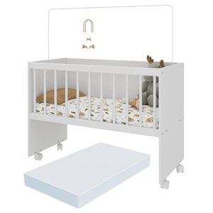 Mini Berço Moisés com Colchão Incluso e Rodízios Multimóveis Mp4381c Branco