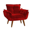 Poltrona Opala Vermelha Suede Decorativa para Sala Escritório Biselos-decor - 1