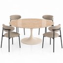 Ver imagem 3 de Mesa de Jantar Saarinen Oval 137x90 cm Tampo Mármore Travertino Base Laca Off White