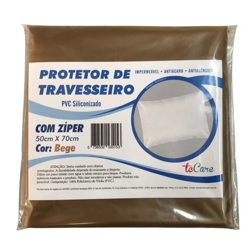 Capa Pvc Impermeável para Travesseiro Bege