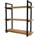 Ver imagem 2 de Kit 3 Prateleiras com Suporte Aço Estilo Industrial 65x60cm - Kit-Prat-Ind-3P-Mel - Multivisao Kit 3