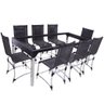 Conjunto de 8 Cadeiras e Mesa de Jantar Haiti em Alumínio para Cozinha, Edícula - Preto - 1