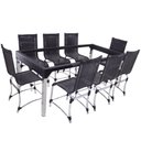 Ver imagem 1 de Conjunto de 8 Cadeiras e Mesa de Jantar Haiti em Alumínio para Cozinha, Edícula - Preto