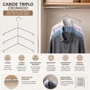 Ver imagem 6 de Cabide Triplo Cromado para Camisas Blusas e Jaquetas Cabideiro Organizador de Closet Armário Guarda-