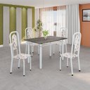 Ver imagem 1 de Conjunto de Mesa Tubular 120cm x 75cm Tampo Ardósia Indiano com 4 Cadeiras Lara Branco/Arabesco
