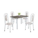 Ver imagem 2 de Conjunto de Mesa Tubular 120cm x 75cm Tampo Ardósia Indiano com 4 Cadeiras Lara Branco/Arabesco