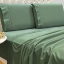 Ver imagem 1 de Conjunto Cama Casal Queen Size Lily 04 Pç Bordado 300 Fios:verde